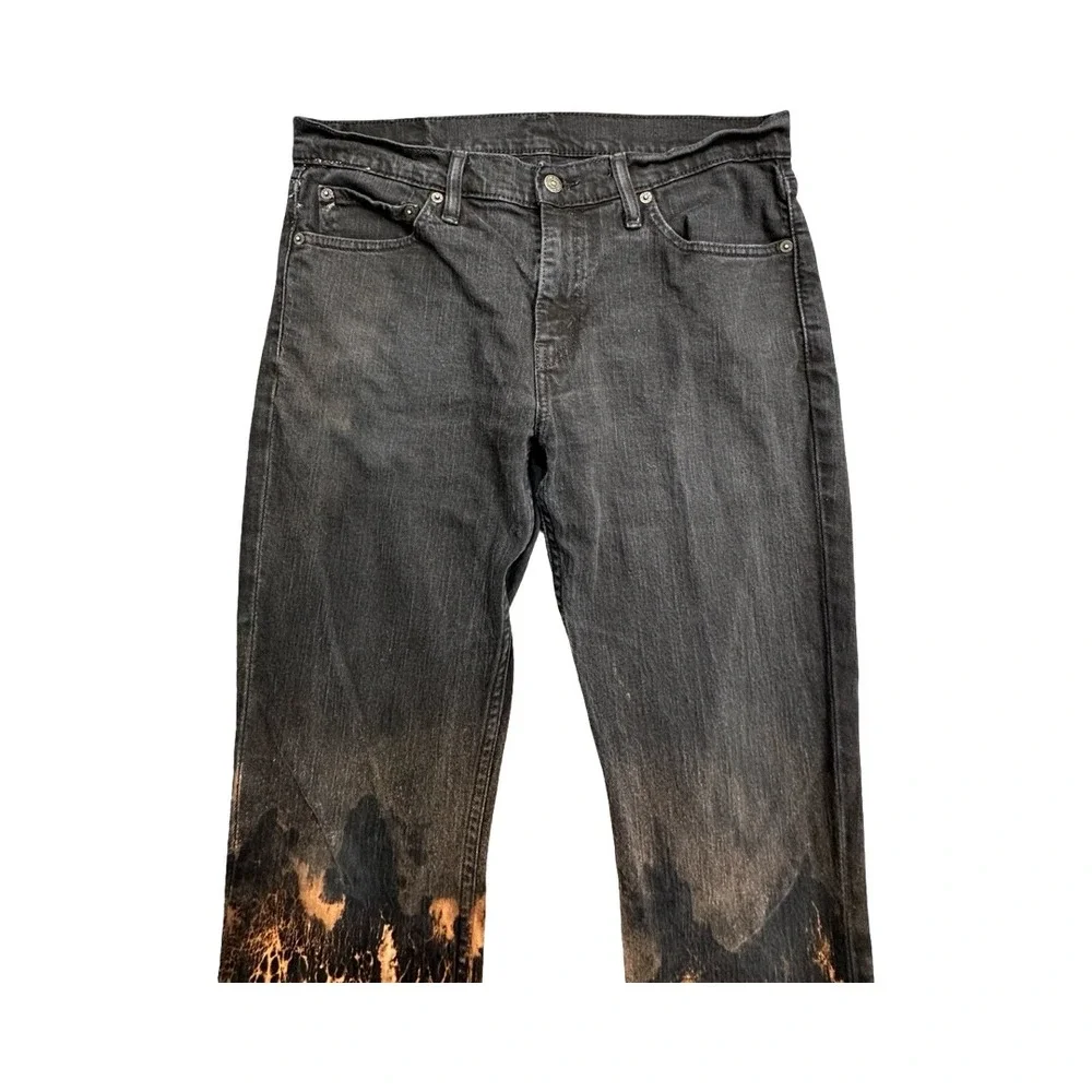 Levi's Jeans Mens W32 L32 Black 511 Slim Fit Bleach Dip Dye Custom Punk Grunge